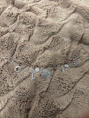 Silver Charm Bracelet with Mixed Pendant Accents - Women Accessories